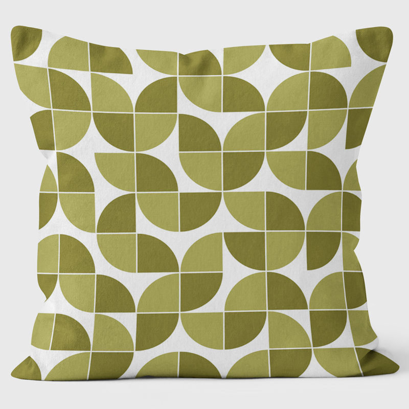 Circle Quarter Abstract Cushion, Green