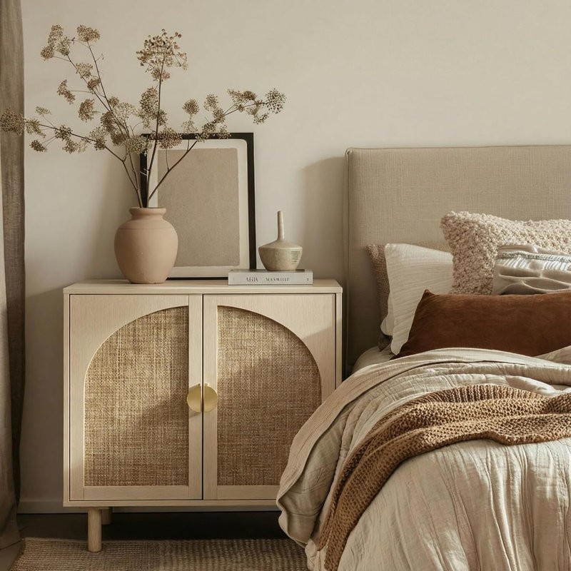 Buffet avec rangement Modern Rattan, Noir