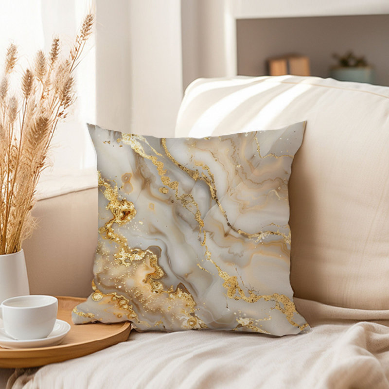 Abstract Golden Geode Crystals Marble XII Modern