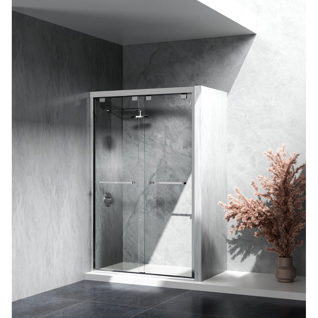 47" - 48" W x 76" H Double Sliding Semi-Frameless Shower Door Elegant Home Living 