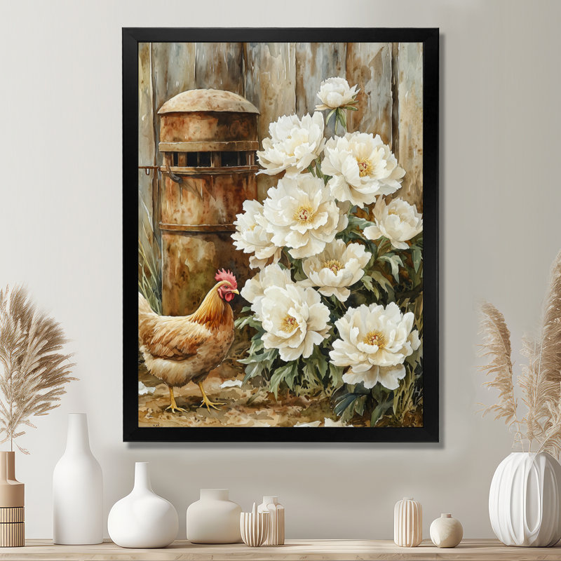 Eidson - impressions sur toile florales, H 32 po x l 16 po, Noir, noir, noir, noir, Reproduction encadrée d'une seule photo