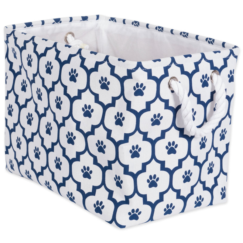Cube en tissu en treillis Cambridgeshire, 12" H x 16" lx 10" p, Blanc / bleu marine