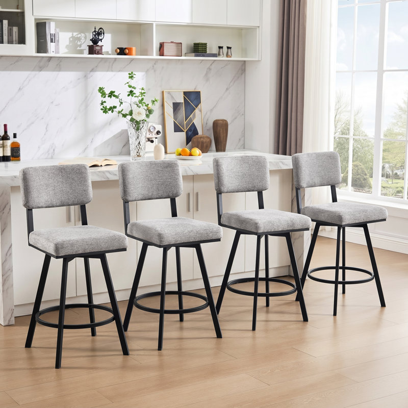 Tabourets de comptoir pivotants de 26,6 po Alonsa, Gris