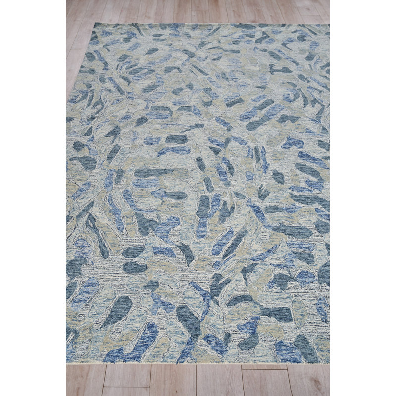 Botanica Blue/Ivory/Multi New Zealand Wool hand-tufted Area Rug, Rectangle 9' x 12'