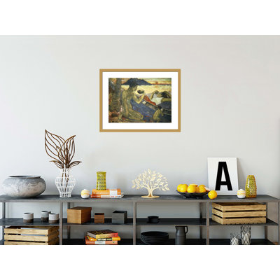 «A Canoe (Tahitian Family») par Paul Gauguin - Impression giclée encadrée