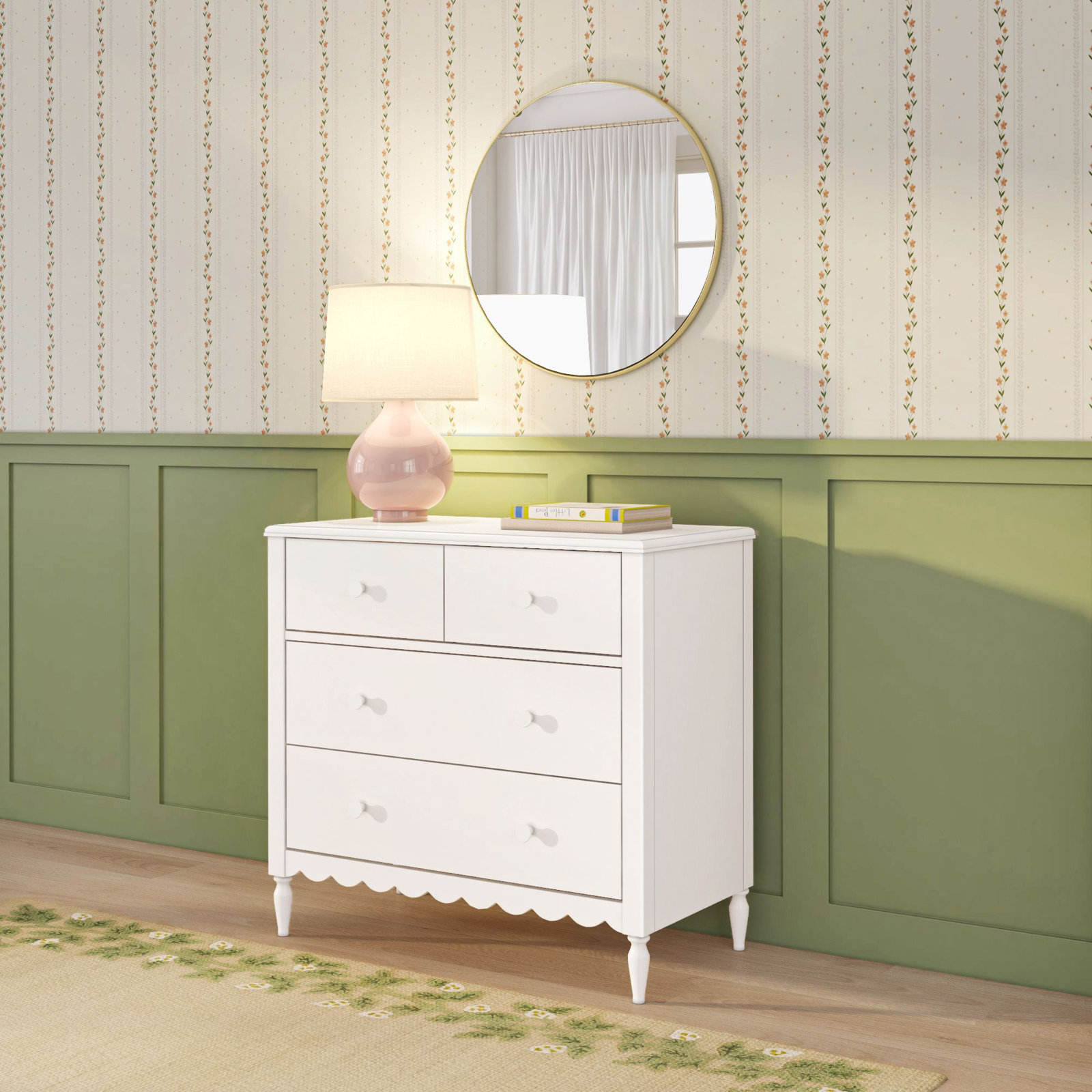 Charlotte 4 Drawer Dresser, Pecan, Linen White
