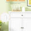 Buffet moderne blanc avec 2 tiroirs et tablettes réglables pour rangement, rangement soigné