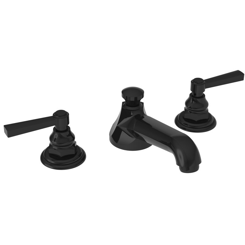 Astor Widespread Bathroom Faucet with Drain Assembly, Gloss Black