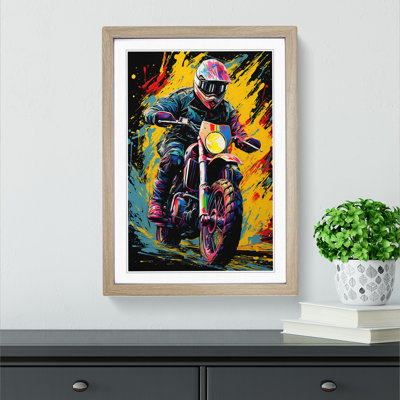 Motorbike Colour Field - Single Picture Frame Print on Wood
