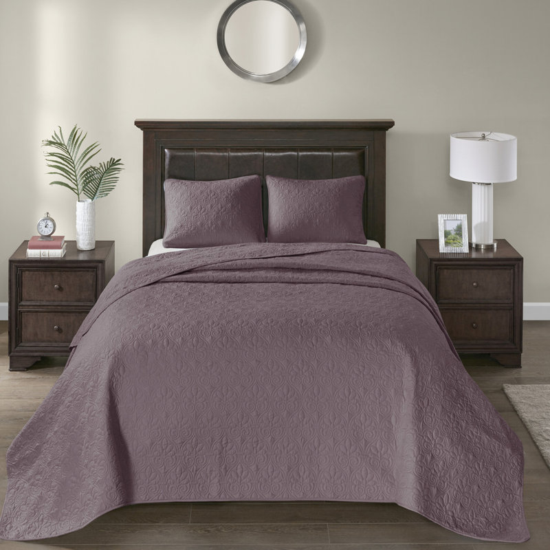 Grand couvre-lit réversible mauve grand - Matelassé pour le confort du lit pré-lavé et rembourré en coton