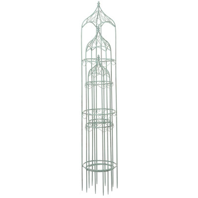 3Er Set Rankhilfe MCW-H90, Rankgitter Rosensäule Staudenstütze, Metall Höhe 162/140/114Cm Rund Antik-Grün