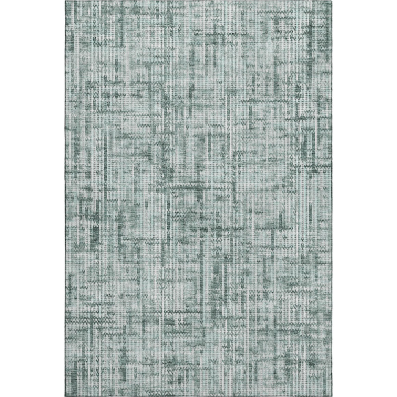 Premium Machine Washable Mayfield AMF2130 Striped Rug, Teal, 5' x 7'6"
