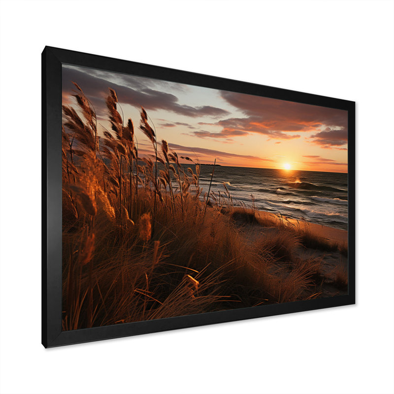 Photo de plage Sables d'or I - reproduction, H 34 po x l 44 po x P 1,5 po, Cadre photo noir