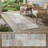 8' Runner Taupe and Ivory Patchwork Washable Non Skid Indoor Outdoor Runner Rug