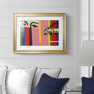 Maquette for Exhibition Poster (Exhibition H. Matisse)-Henri Matisse-Framed Print with Mat and glass-c. 1953