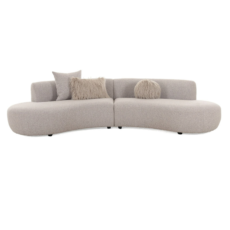 Nefisa - Canapé modulaire incurvé en tissu moderne, Polyester gris