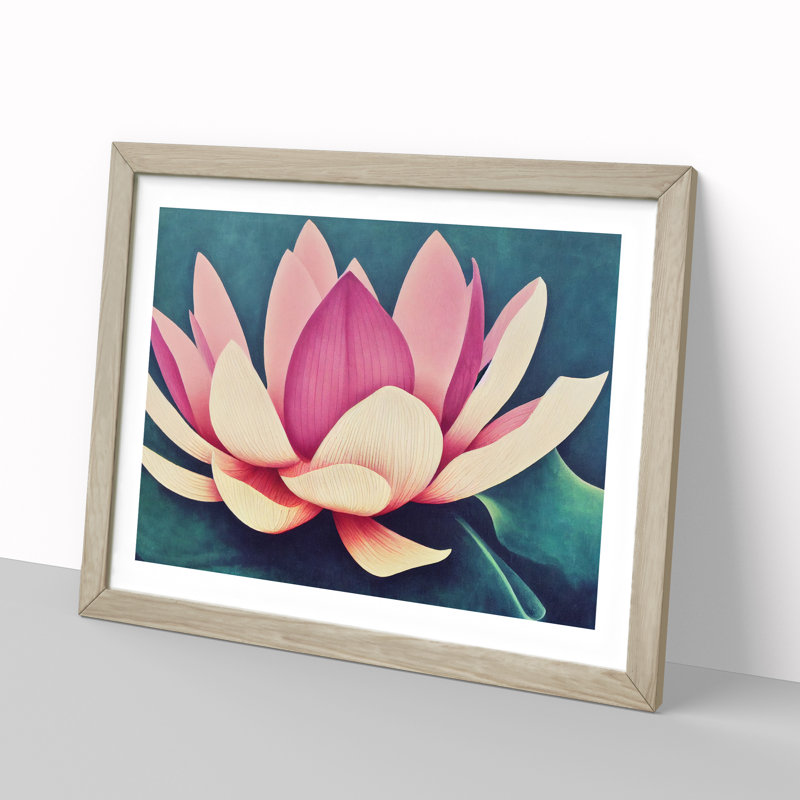 Mind Blowing Lotus Flower - Framed Print, 46cm H x 64cm W, Oak Framed