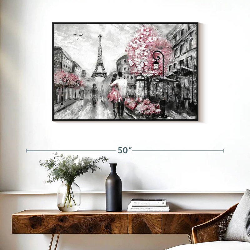 Rose Paris, Cadre flottant noir, 37 po x 25 po