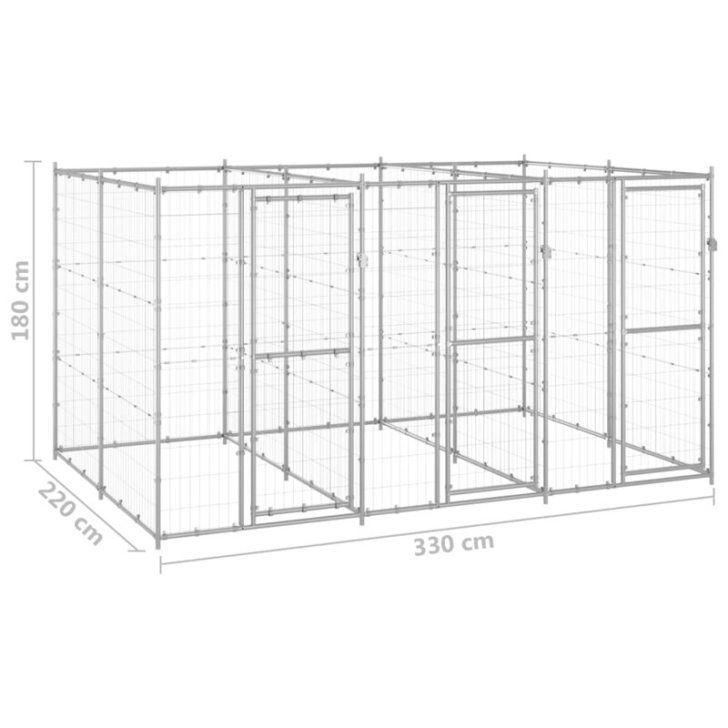 Chenil d'extérieur pour chien Vidaxl, Argent
