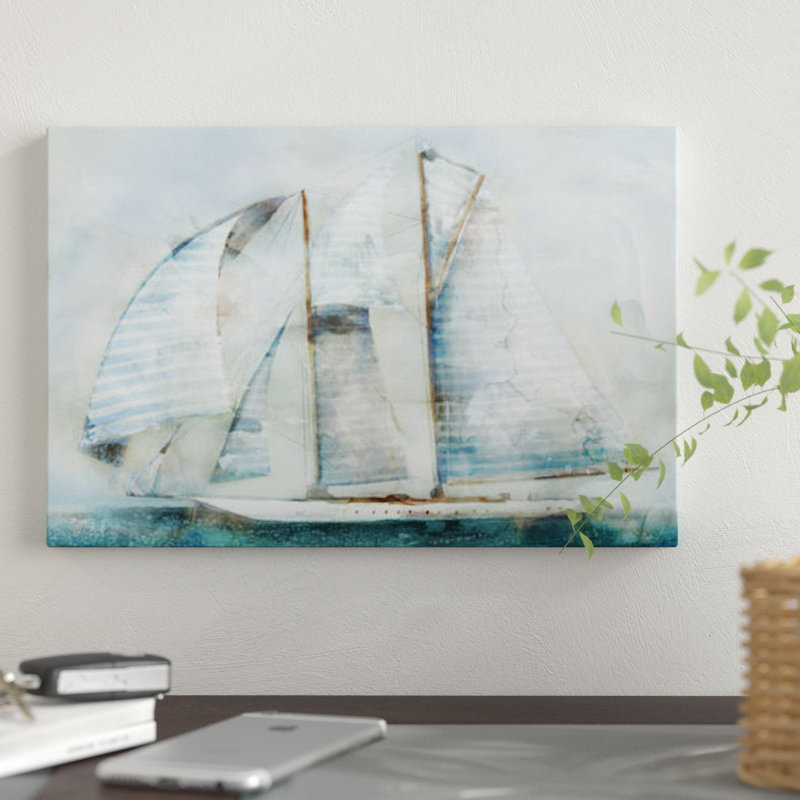 «Sailboat Blues II», reproduction sur toile, H 40 po x l 60 po x P 1,5 po, Toile tendue, Pas de tapis