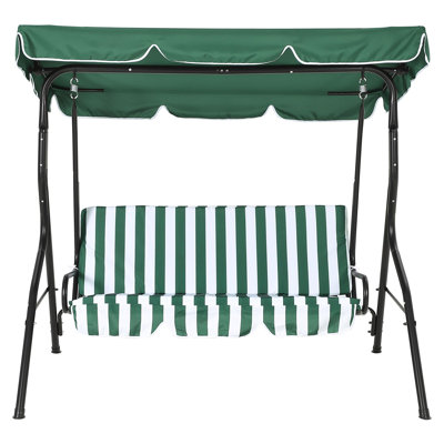 Balancelle d'extérieur 3 places avec auvent réglable et siège rembourré, chaise de patio en acier d'une capacité de 600 lb