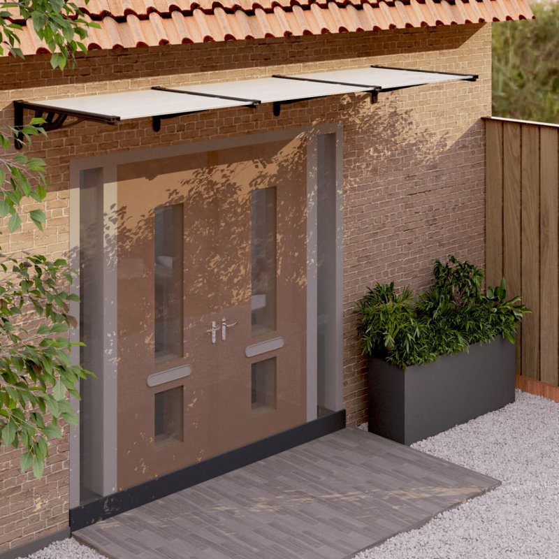 Vidaxl Door Canopy Black And Transparent Polycarbonate, 10.8" H x 117.1" W x 35.4" D