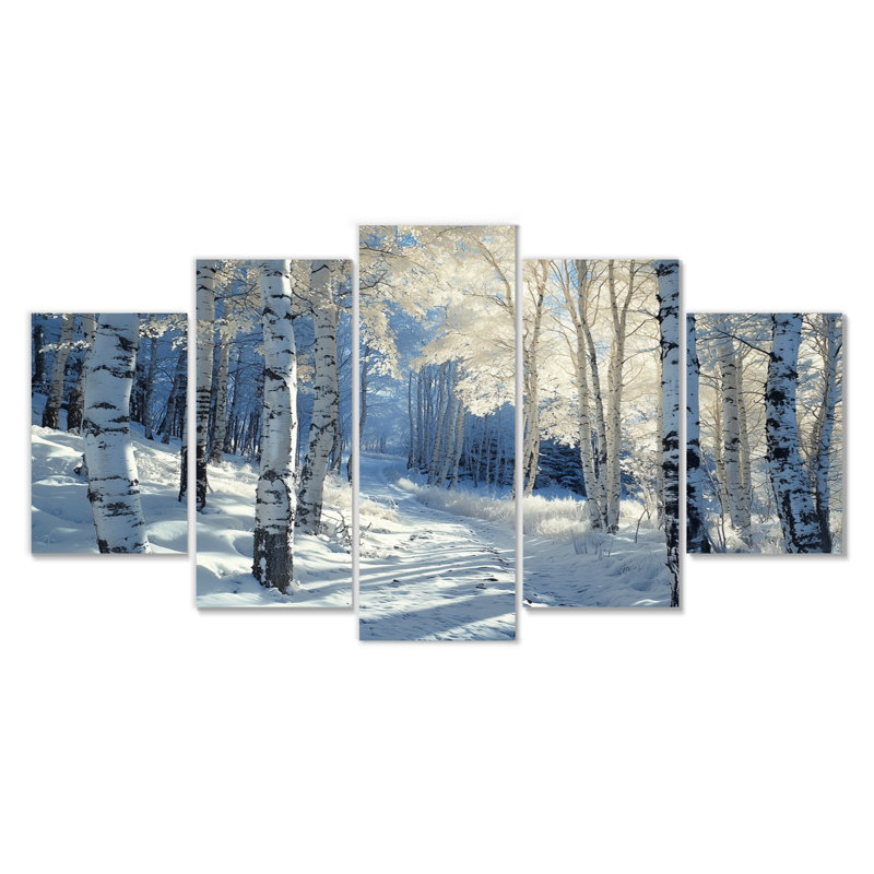 Pin blanc dans la forêt d'hiver - ensemble de décorations murales paysage d'hiver