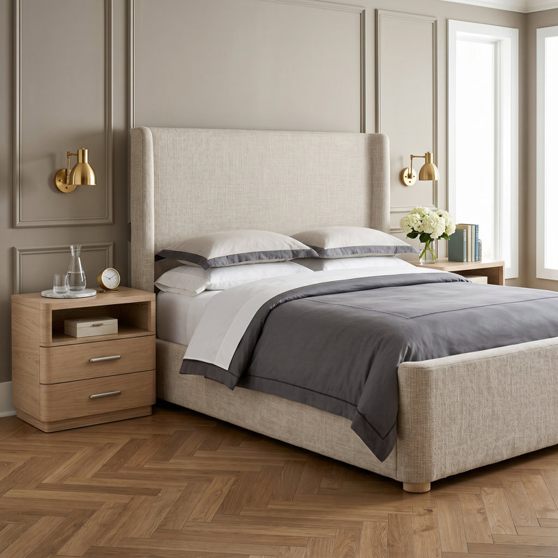 Ensemble de chambre avec grand lit 3 pièces Fiedler, 3 Pcs: Bed, 2 Nightstands, Queen
