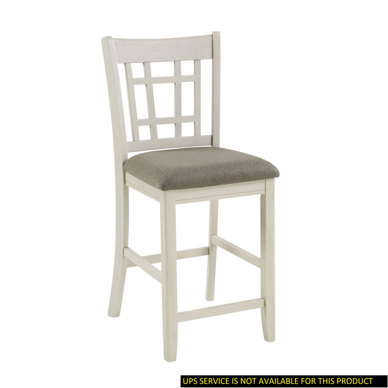 Chaise à hauteur de comptoir antique 2 pièces - Assise rembourrée brune pour manger régulier