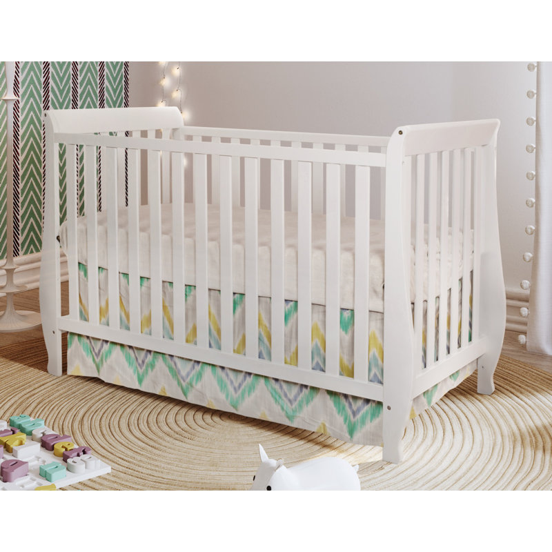 Naomi White 4-in-1 Convertible Crib with Toddler Guardrail