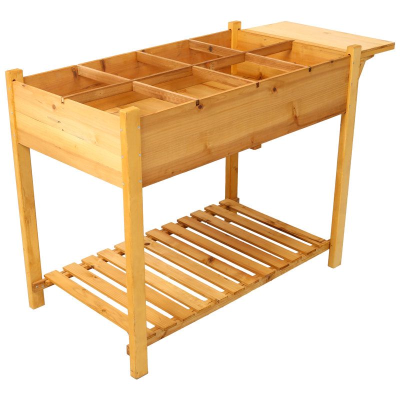 Boîte à fleurs surélevée en bois avec jardin surélevé 8 poches, Brun