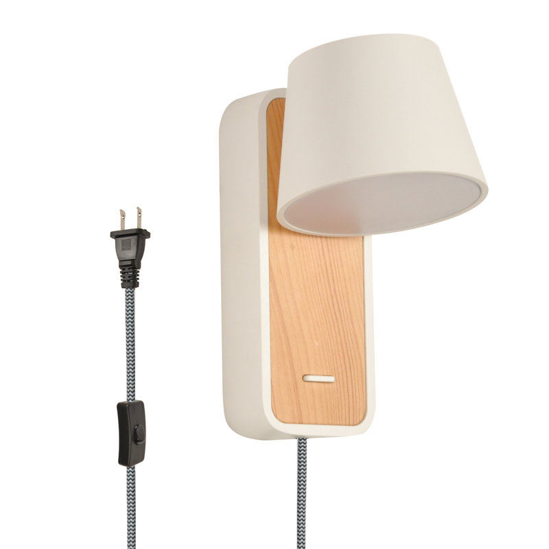 Applique murale blanche Brentleigh Minimalisme avec support en bois