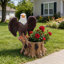 Pot à fleurs sur une souche d'arbre Majestic Eagle avec des ailes déployées - Pot de fleurs décoratif en polyrésine durable pour patio et pelouse - Cadeau de décoration unique