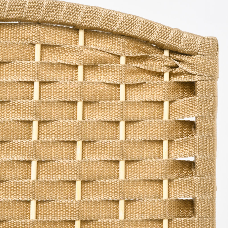 6 sangles pliantes à 6 panneaux, cloison de 5,6 pi d'intimité. Bois naturel, tissé à la main pour l'intimité de la chambre à coucher et du bureau personnel, écran.