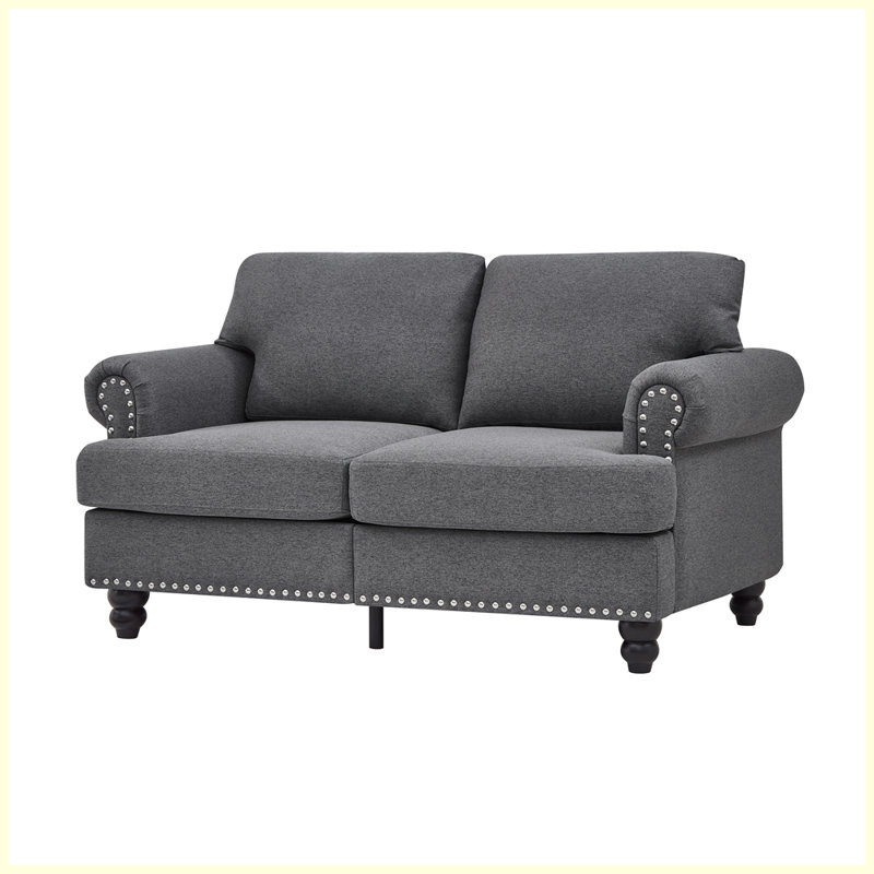 Canapé moderne avec accoudoirs et clous, Gris