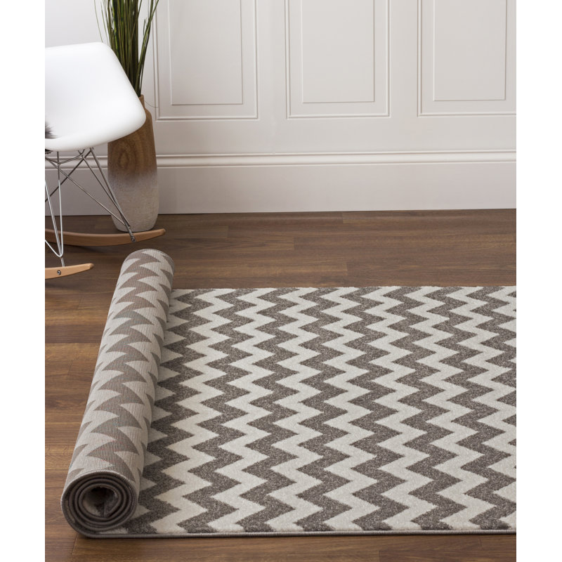 Tapis gris à motif chevron Merissa, Rectangle 8 pi x 10 pi