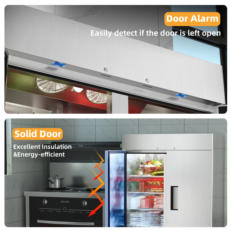 Coolski 54.4 Inch Commercial Freezer, Reach-in Freezer Upright with 2 Doors, 49 cu.ft. Capacity Fan Cooling Stainless Steel