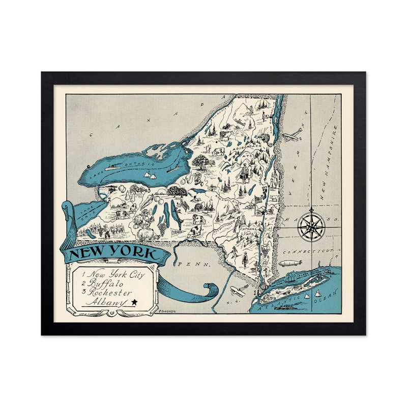 Carte illustrée de New York, H 08 po x l 10 po, Poster, Unframed