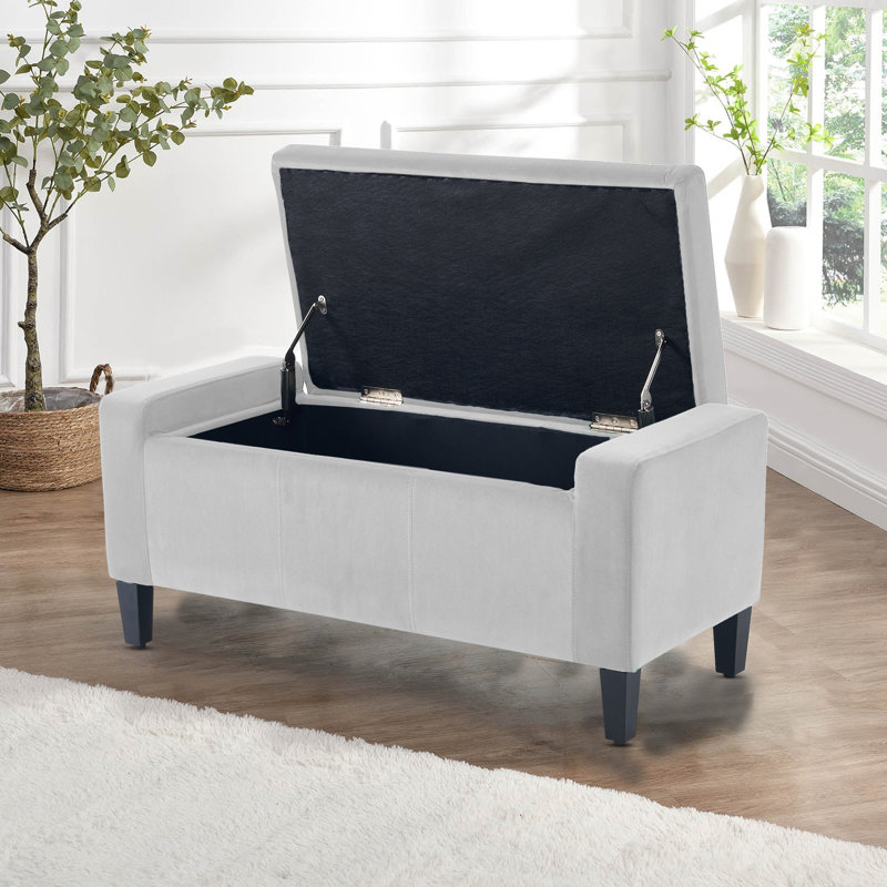 Polyester Upholstered Bench, Silver