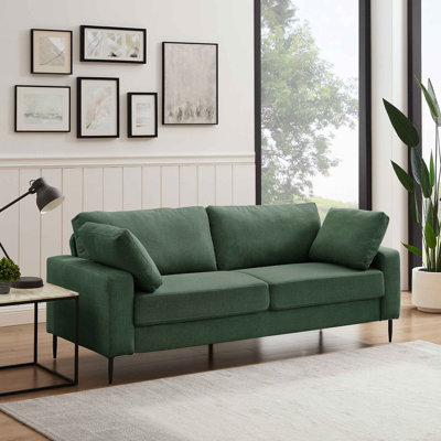 Jeses 84.3" W Square Arms Sofa with Metal Legs and Button Tufting