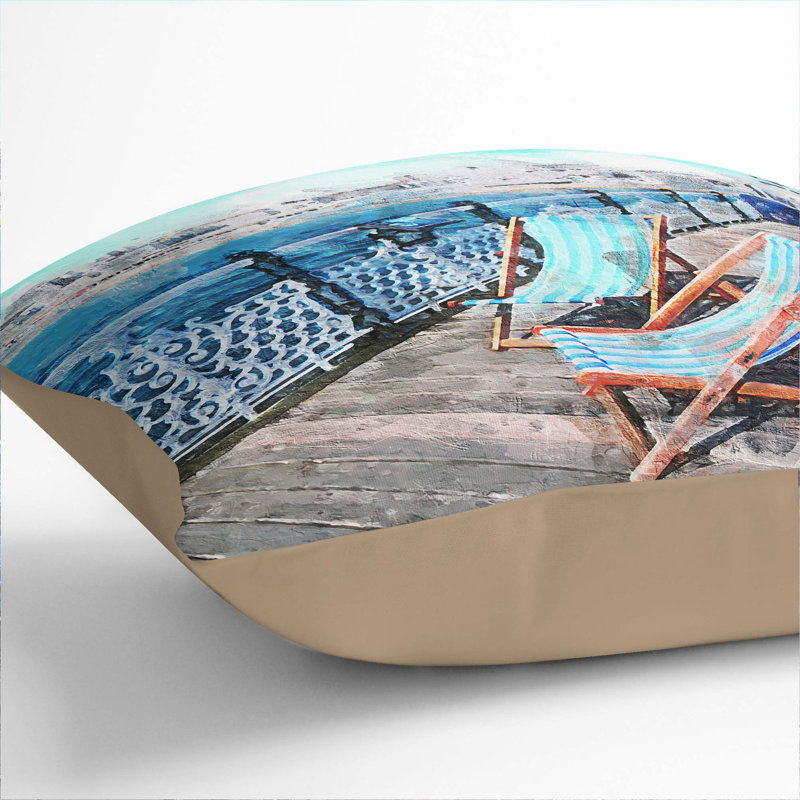 Upon Brighton Beach Pier Cushion with Filling, 55cm H x 55cm W x 20cm D, Stone