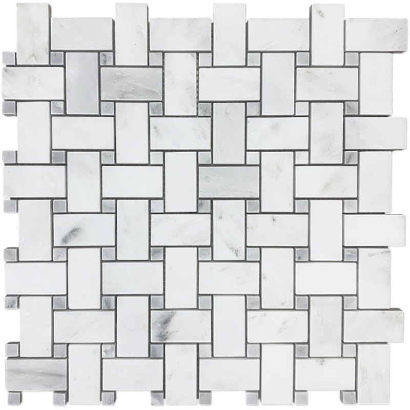 Mosaïque Alba Marble Basketweave White, Mosaïque tressée