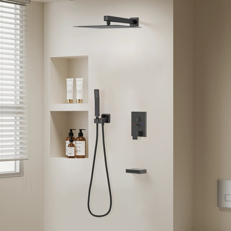 3-Function High-Pressure Rainfall Shower System, Tub Faucet Set