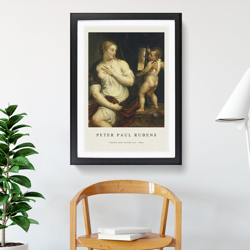 Venus and Cupid by Peter Paul Rubens - Picture Frame Art Prints, 36cm H x 27cm W x 2cm D, Black