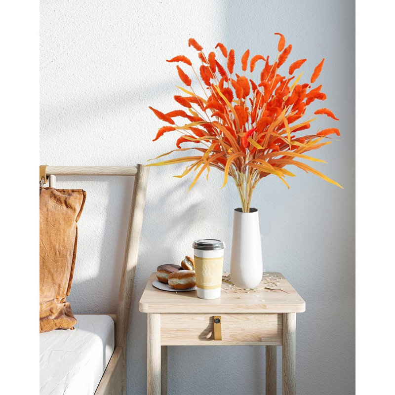 8Pcs Fake Fall Flowers Stems, Artificial Orange Bunny Tai...