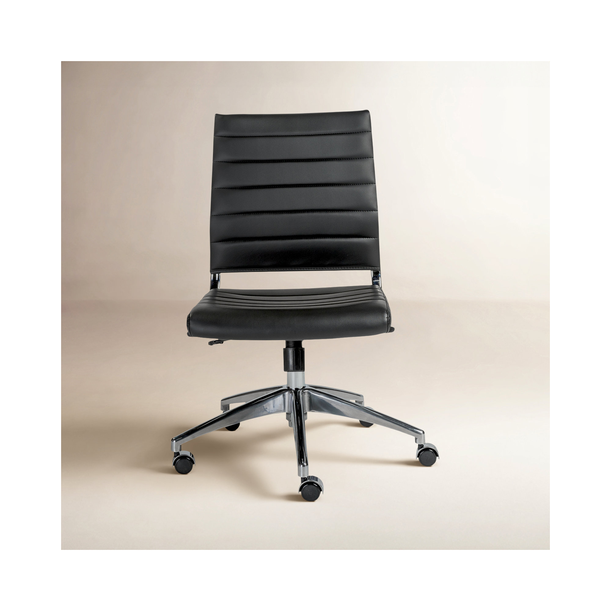Rossie Swivel Office Chair, Black Faux Leather, No