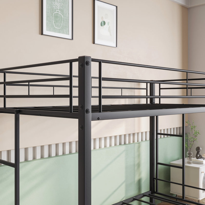 Metal Bunk Bed Twin Over Twin, Heavy Duty Twin Bunk Beds With Shelf And Slatted Support No Box Spring Needed (Bed)