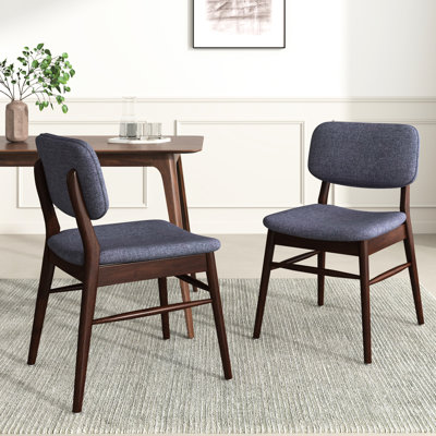 2 chaises de salle à manger rembourrées de style Mid-Century, noyer et gris anthracite, structure, look rétro chic, convient à différentes pièces de chaises en bois d'hévéa, lignes épurées, détente confortable