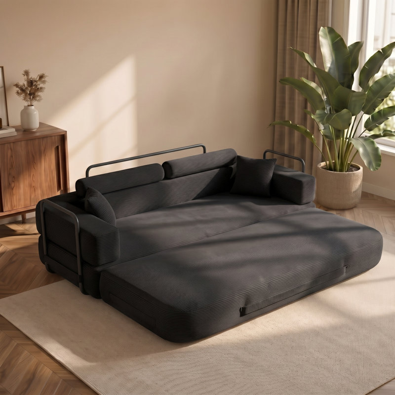 Modular Sectional Sleeper Sofa, Black