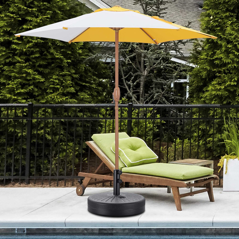 7.5 ft patio umbrella with base 7.5' Square Zimmerman Market White comfortably sheltering 2–4 people for meals JEAREY 7. 5 ft. Steel